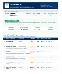 CarInsuRent Rental Car Damage Inspection Report