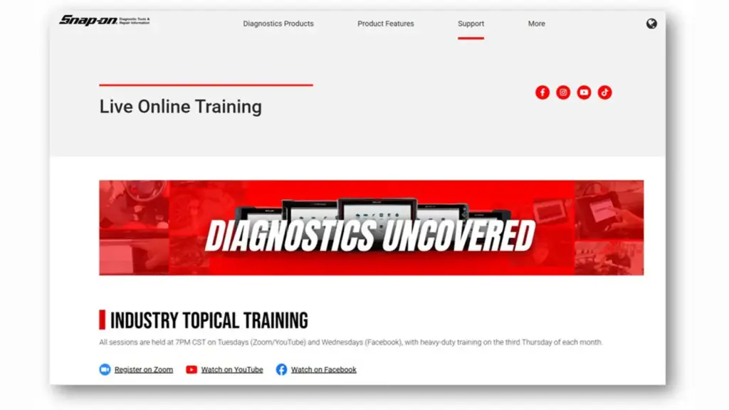 Snap-on Updates Q4 Live Stream Diagnostic Training Schedule